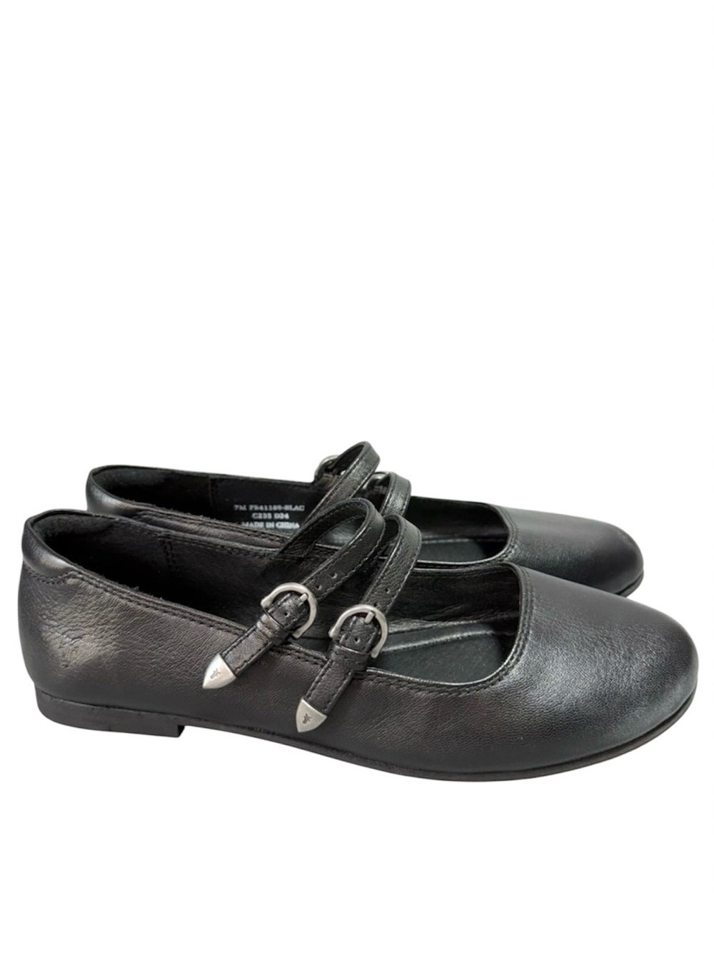 FRYE Carson Black Leather Multi-Strap Mary Jane Flats